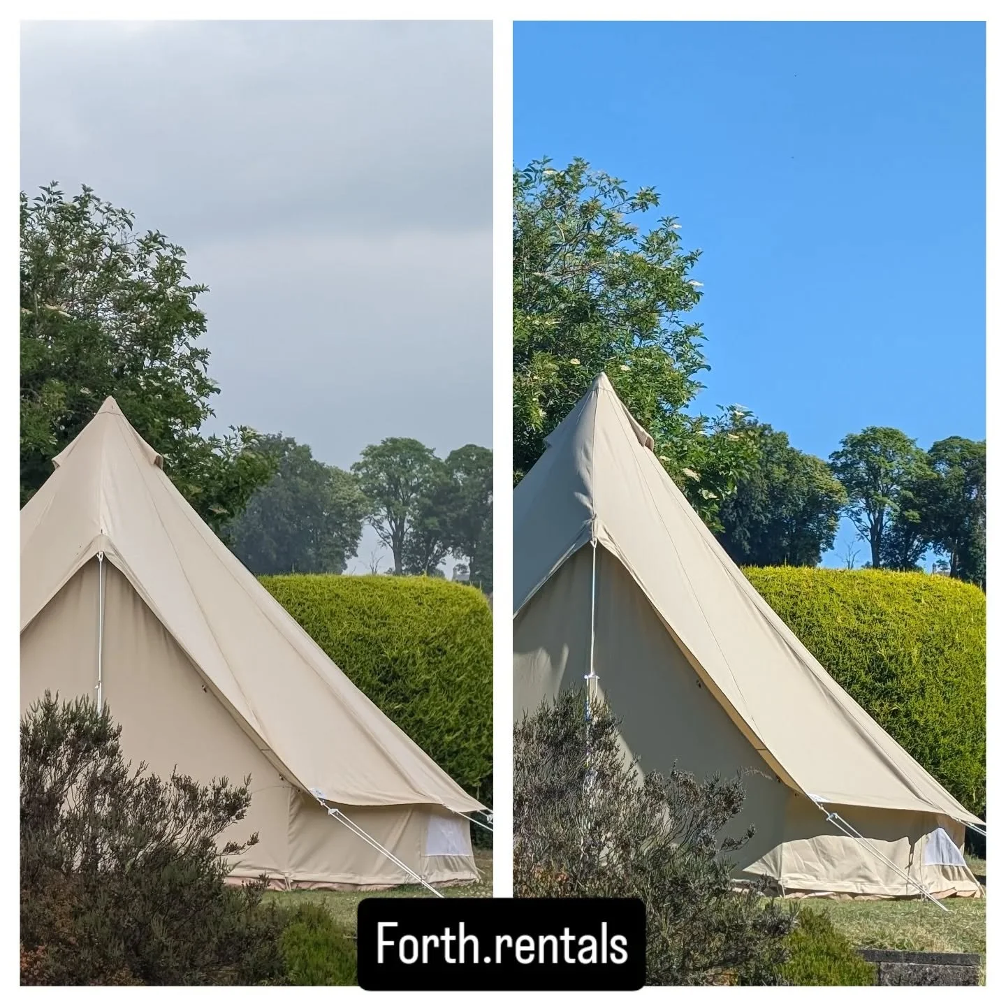 Scottish summer eh? It's a good job our bell tents are 100% waterproof. www.Fort.rentals