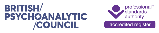 Logo of the British Psychoanalytic Council with accreditation badge and professional standards authority emblem.