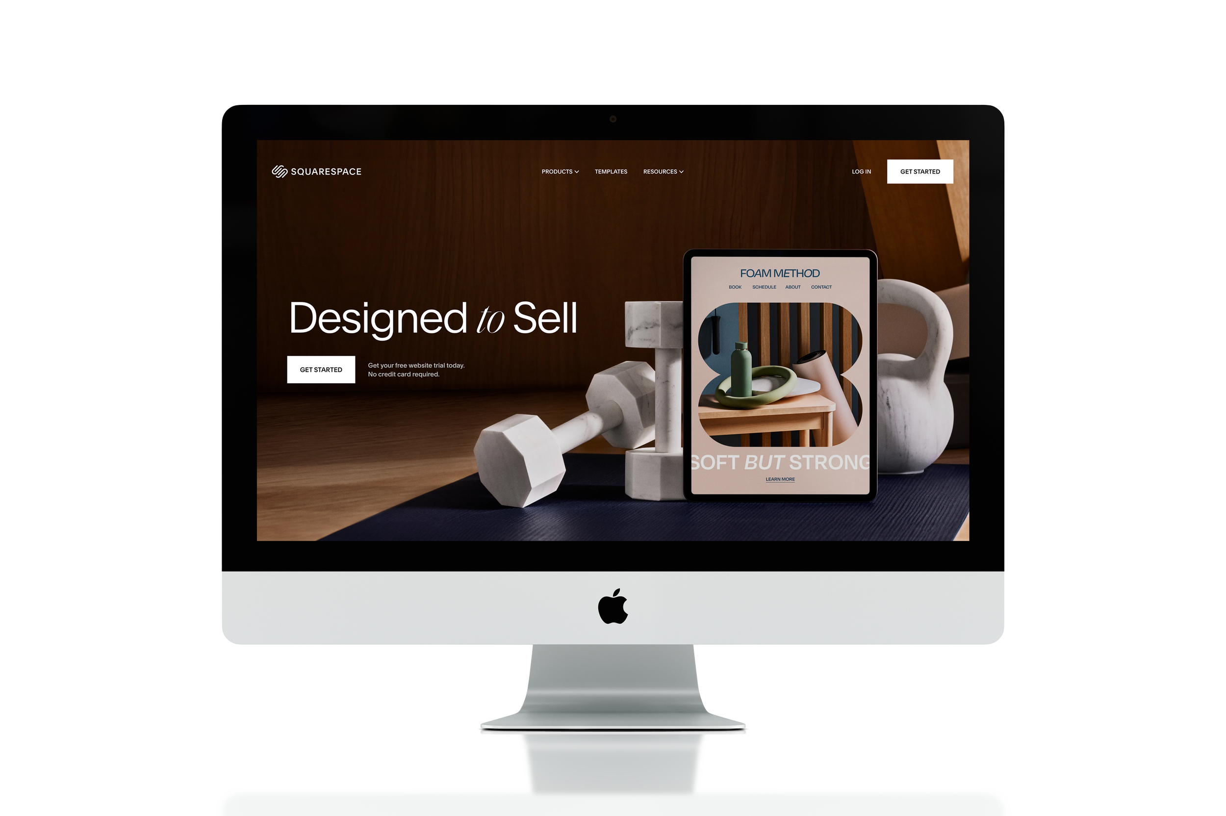 iMac displaying a "Designed to Sell" website homepage mockup.