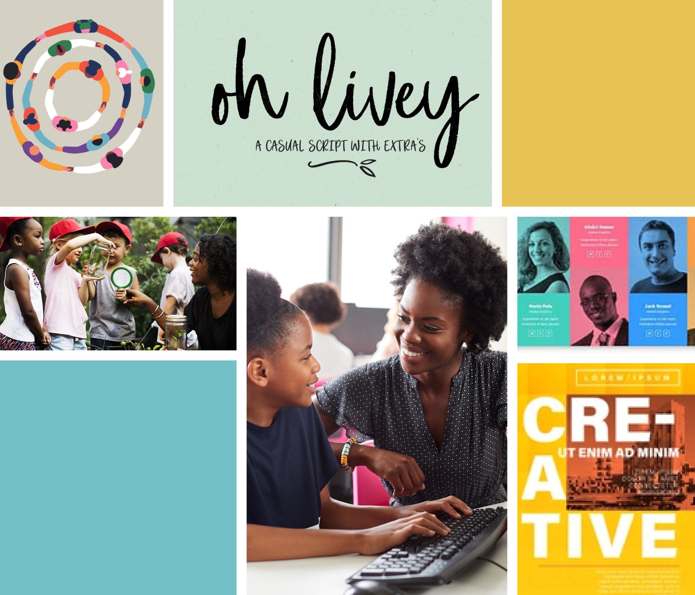 Photo collage from the mood board representing the EdTrust culture book.