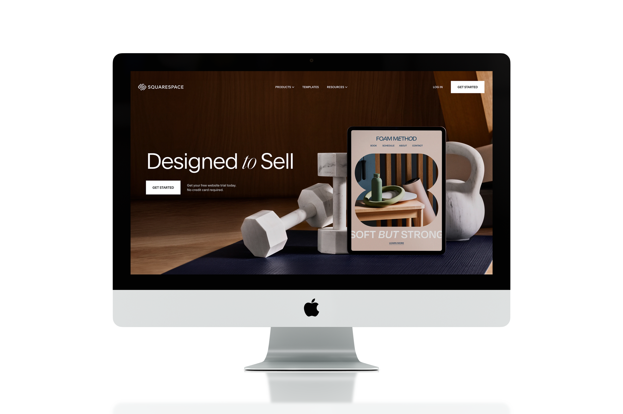 iMac displaying a "Designed to Sell" website homepage mockup.