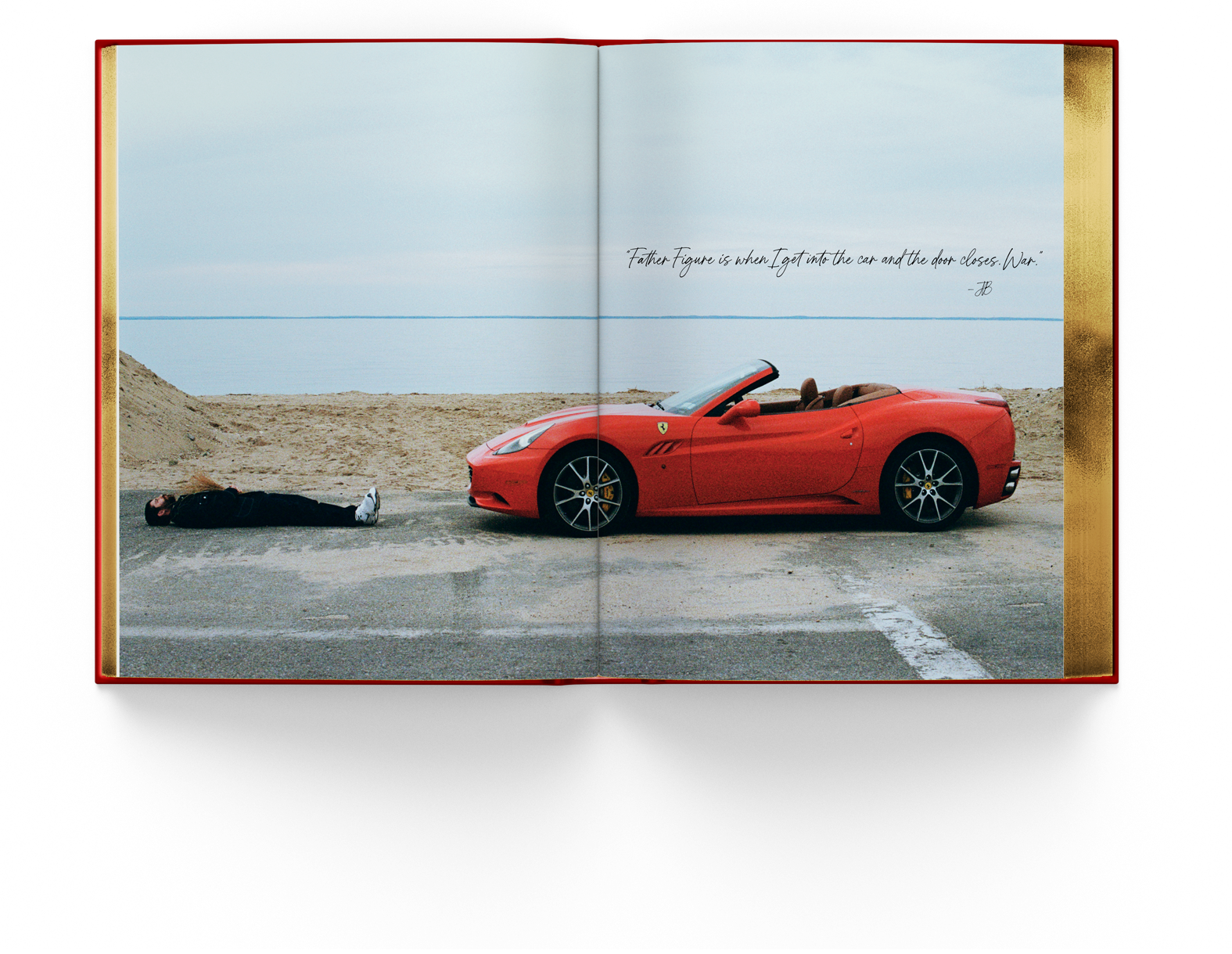 Full-bleed photograph running across the gutter of Father Figure, rebuilt as a true reader spread.