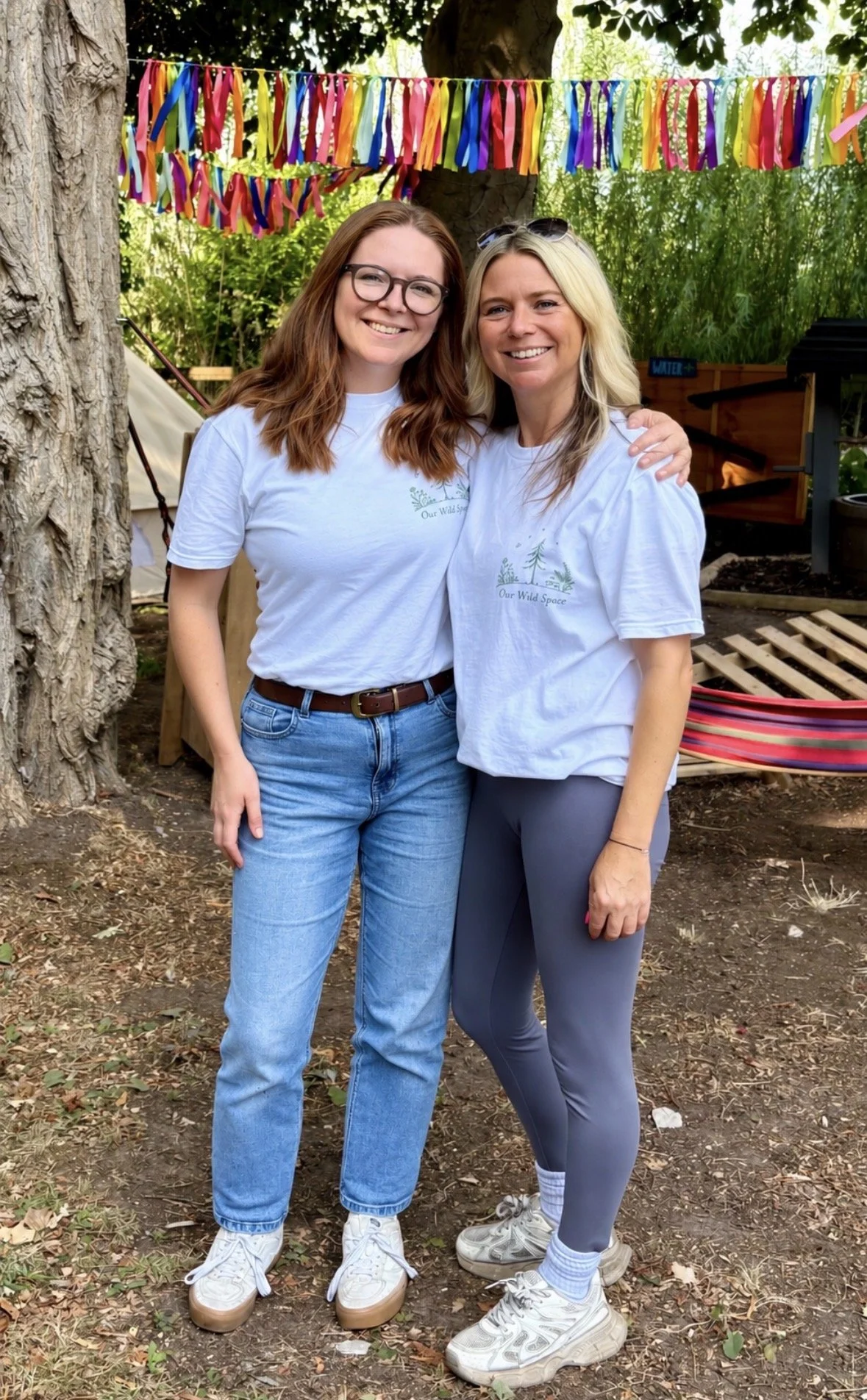 Our Wild Space founders at their Reggio-inspired outdoor learning and wellbeing space in Great Budworth, Cheshire