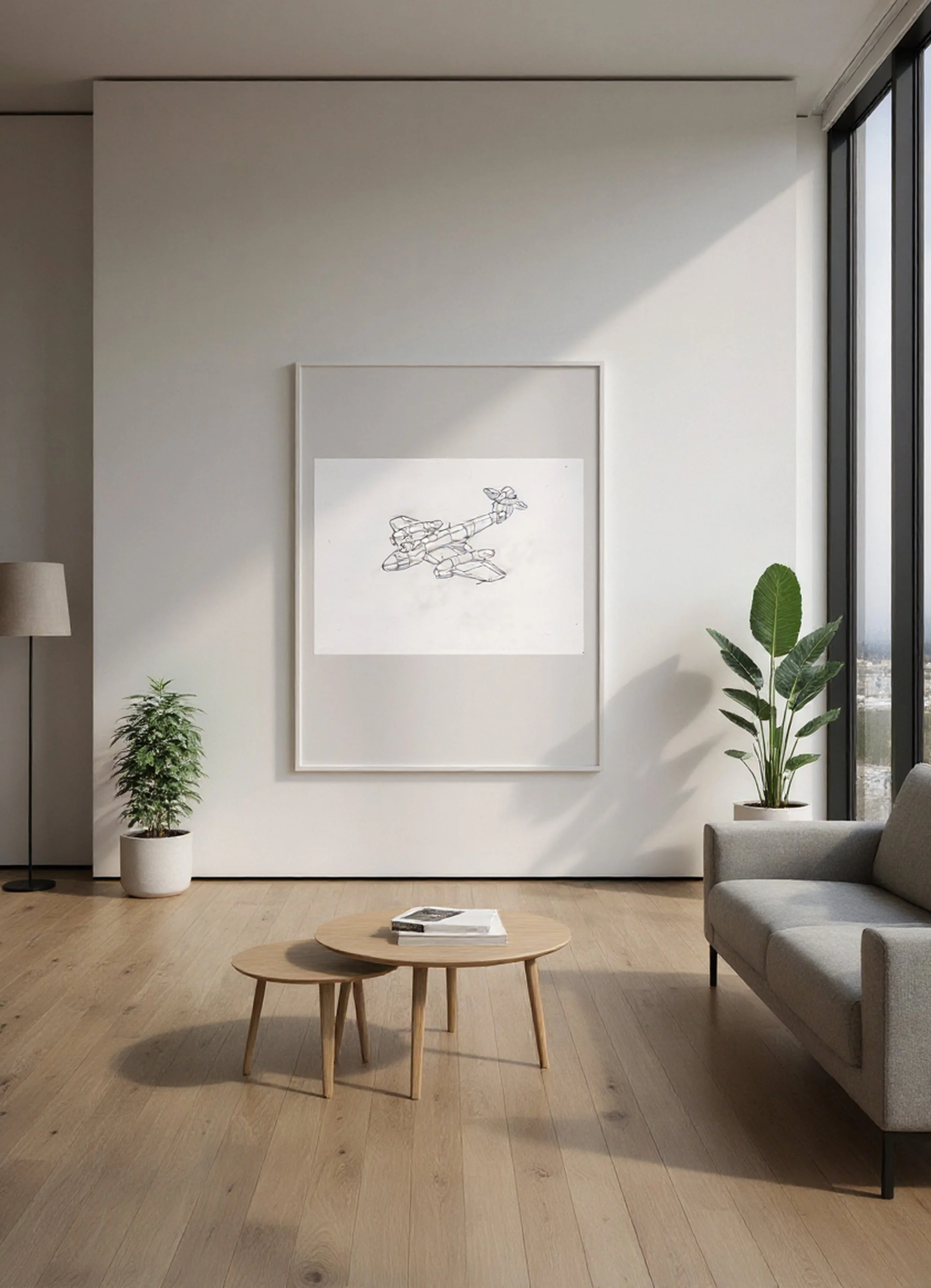 Modern Airplane Line Art Wall Decor