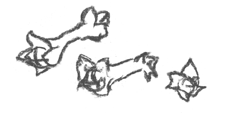 Line drawing of a cat and a dog connected by a dotted line.