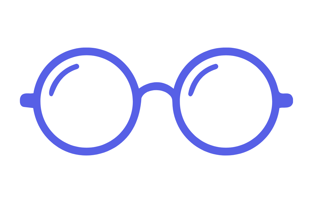 Ilustración simple de gafas redondas de color azul.