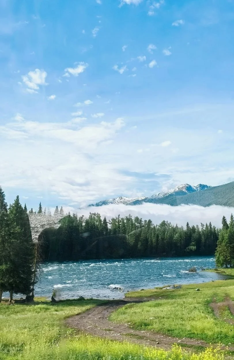 A mountainside lake