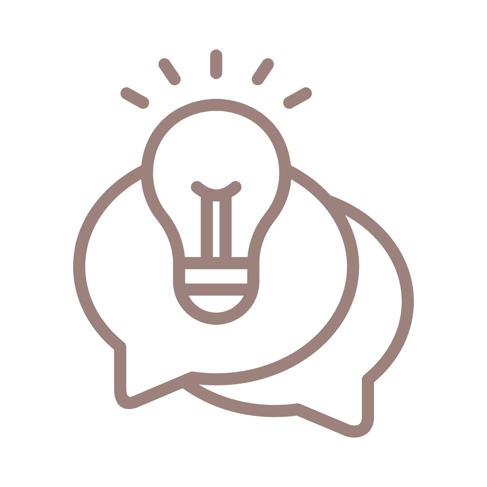 chat with a light bulb icon
