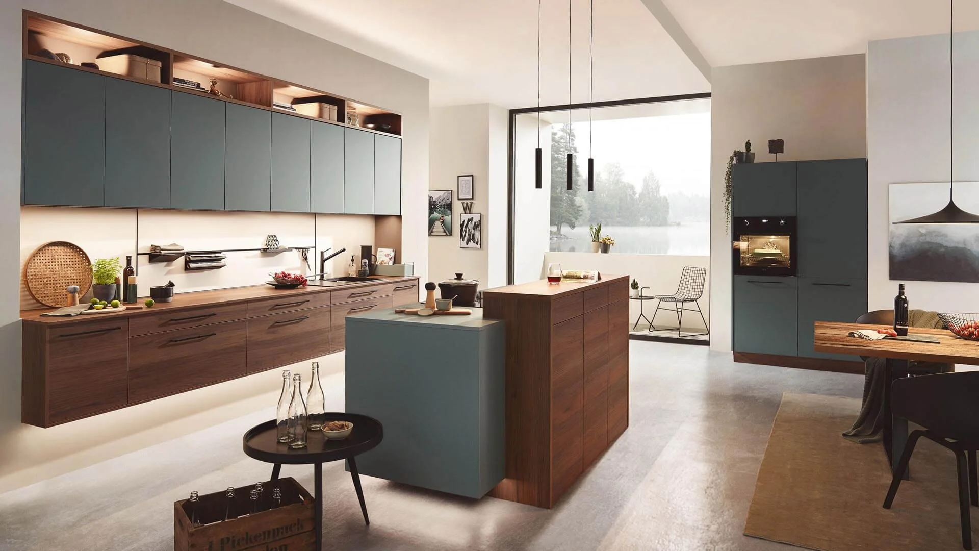 Fiora / Edda by Sachsenküchen premium luxury Bespoke German kitchens. Walnut kitchens. FENIX NTM kitchens.