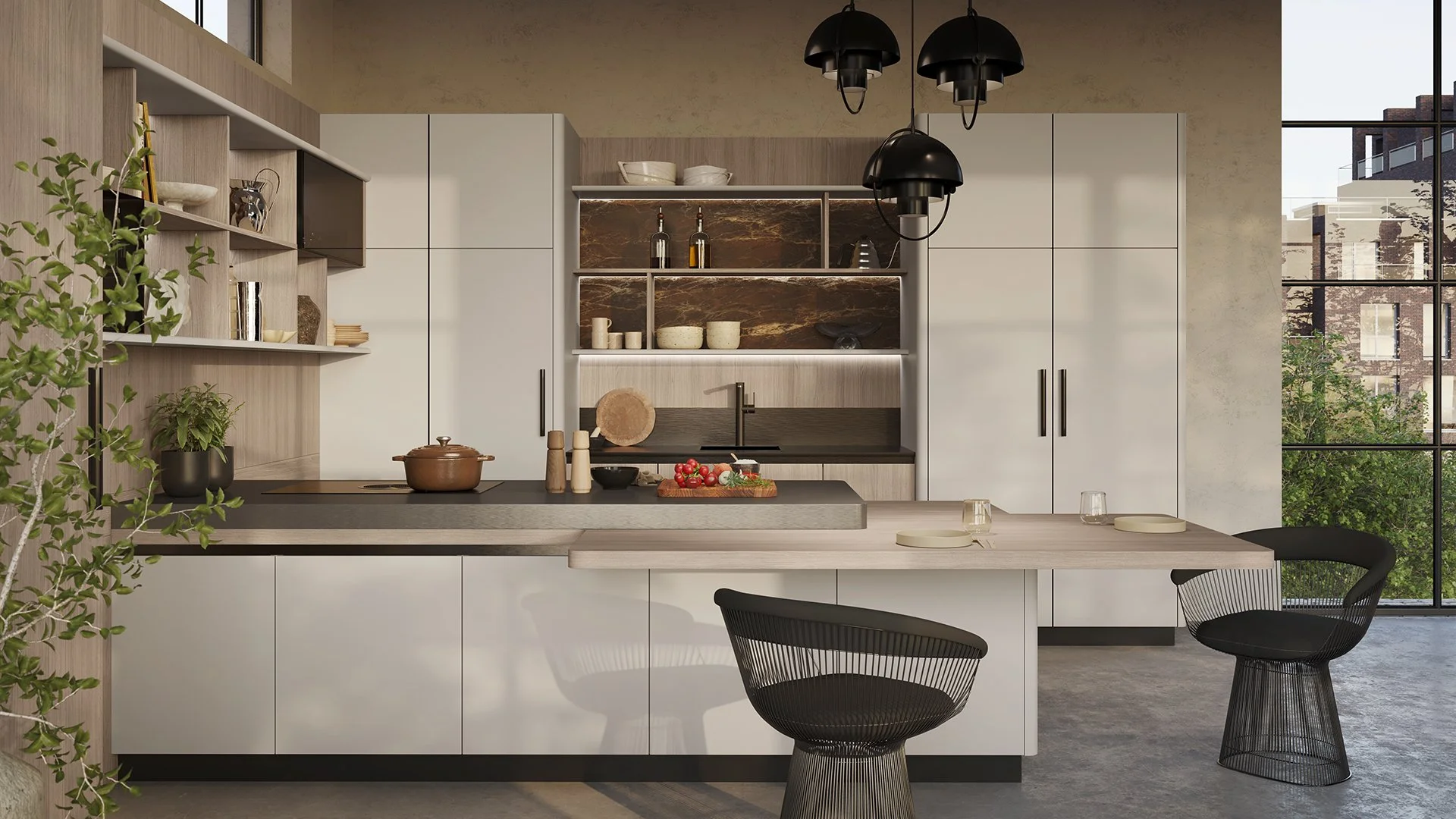 Fiora / Lana by Sachsenküchen premium luxury bespoke German kitchen. White kitchen. FENIX NTM Kitchens