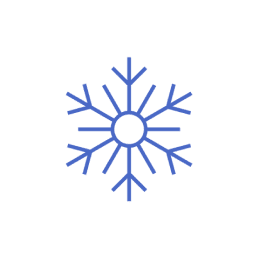Blue snowflake icon on a transparent background. Boiling water, Chilled water, Boiling chilled sparkling. Premium drinking water system. Healthy living.