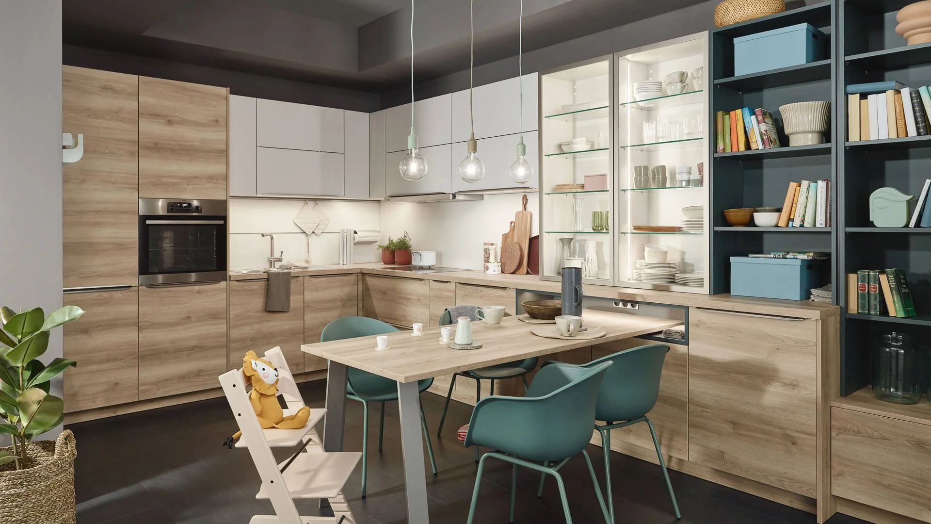 Edda / Adina by Sachsenküchen premium luxury Bespoke German Kitchens. Acrylic edge kitchens. Wooden Oak kitchens.