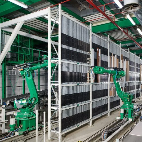 Two green robotic arms operate at Sachsenküchen