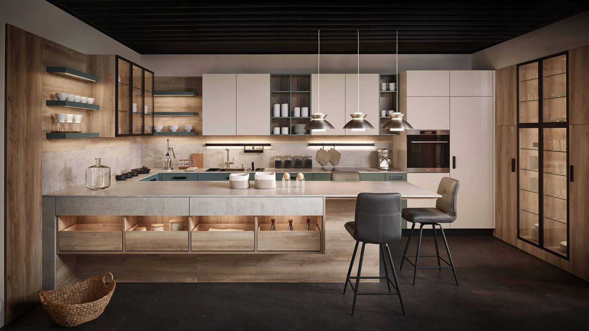 Raja / Edda / Lara by Sachsenküchen premium luxury bespoke German kitchens. Countryside kitchens.