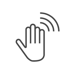 Icon of a hand with wireless signal lines
