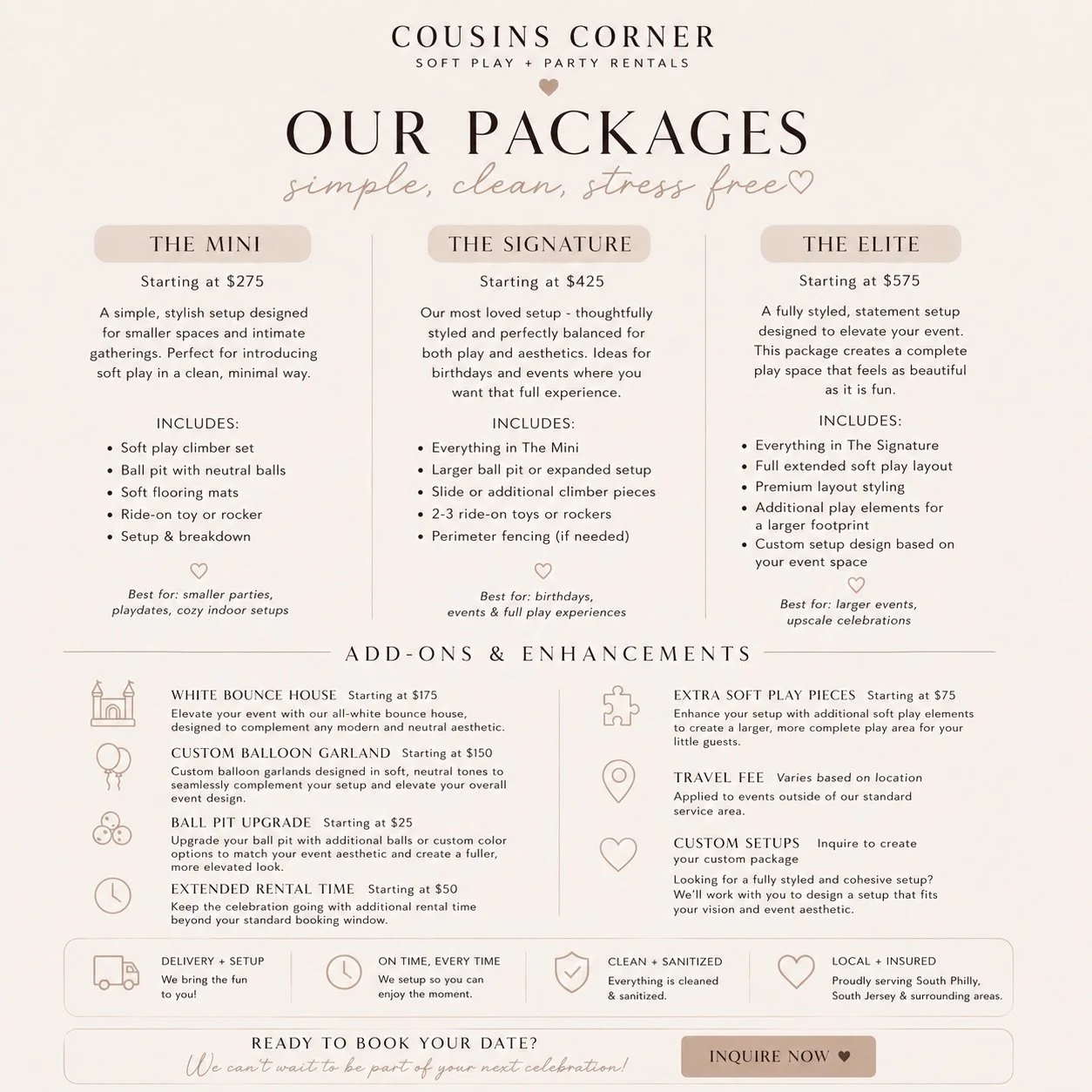 Introducing our soft play packages 🤍

Thoughtfully designed for birthdays, baby showers, play dates &amp; special celebrations throughout South Philly, South Jersey &amp; surrounding areas.

From intimate setups to fully styled luxury experiences, w