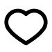 A simple black outline of a heart.