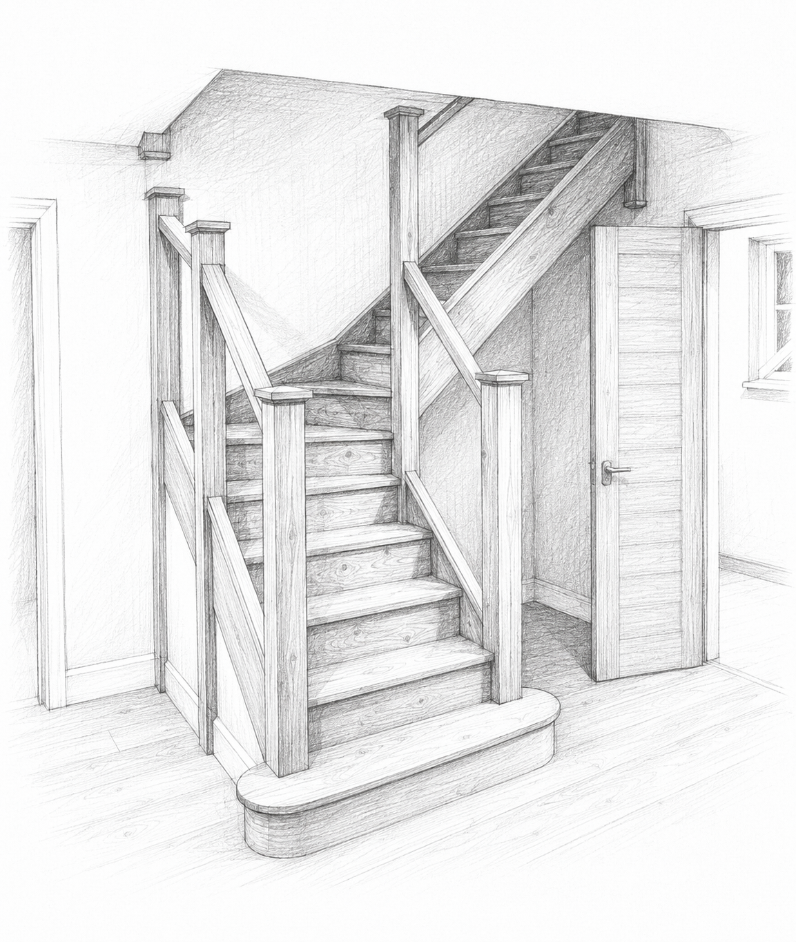 Elmwood Carpentry And Construction - Wooden Staircase Sketch
