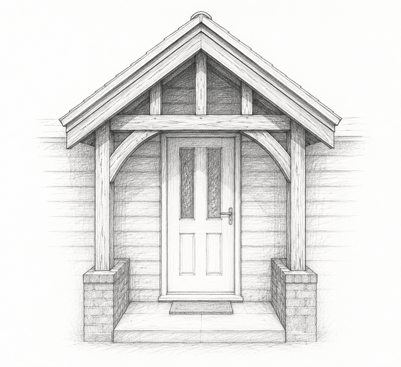 Elmwood Carpentry And Construction - Oak Porch Sketch