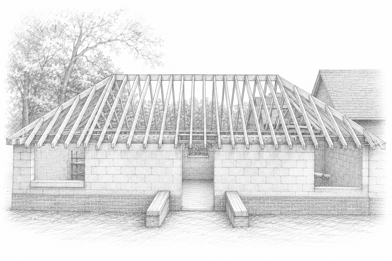 Elmwood Carpentry And Construction - Wooden Roof Sketch 