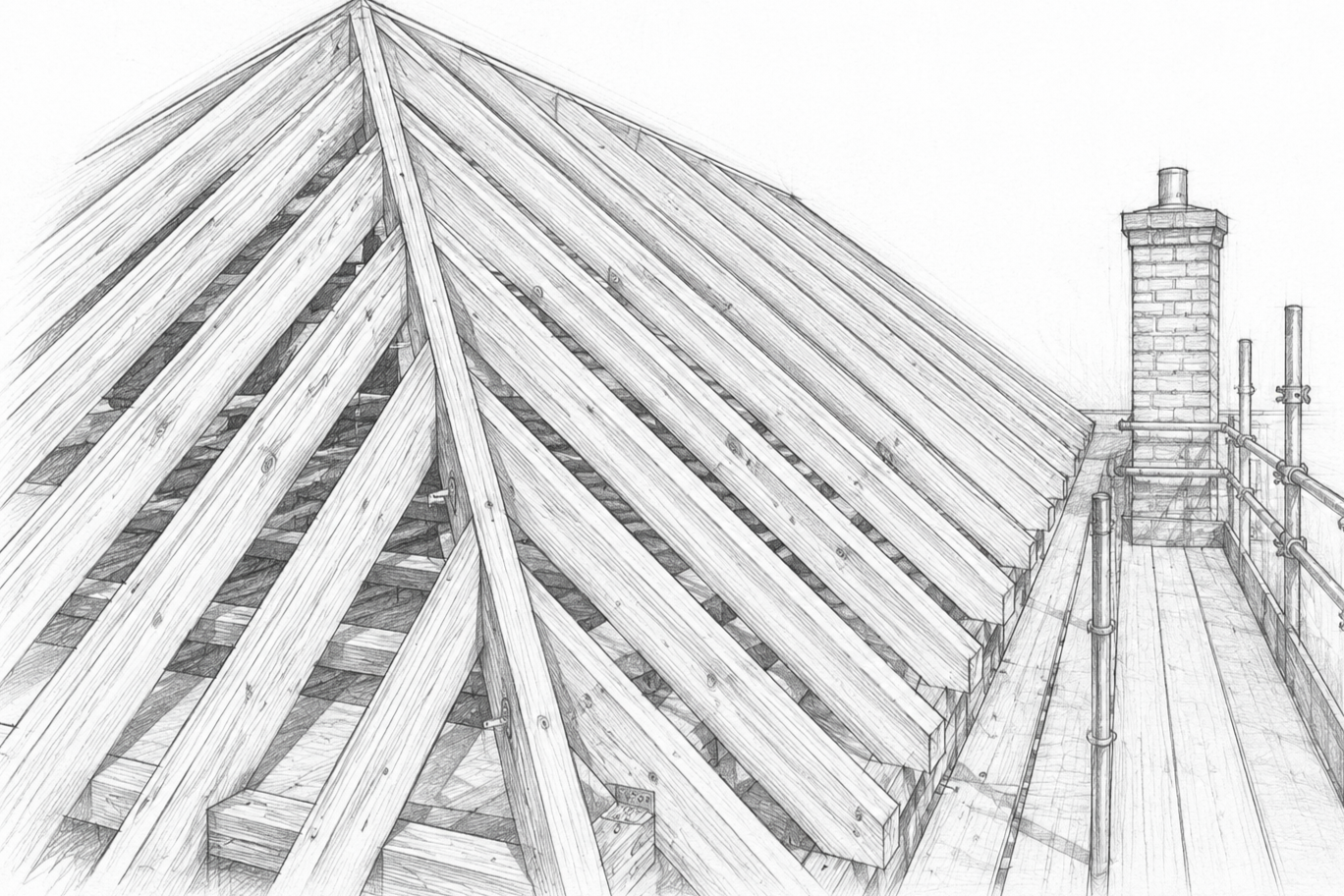 Elmwood Carpentry And Construction - Wooden Roof Sketch