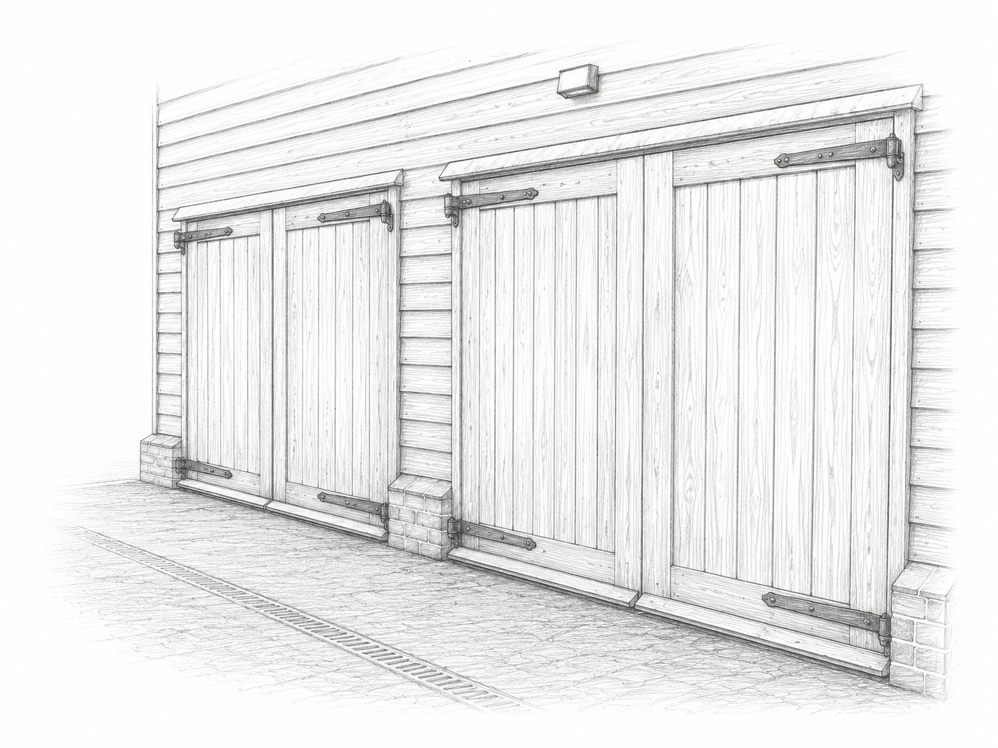 Elmwood Carpentry And Construction - Wooden Garage Door Sketch 