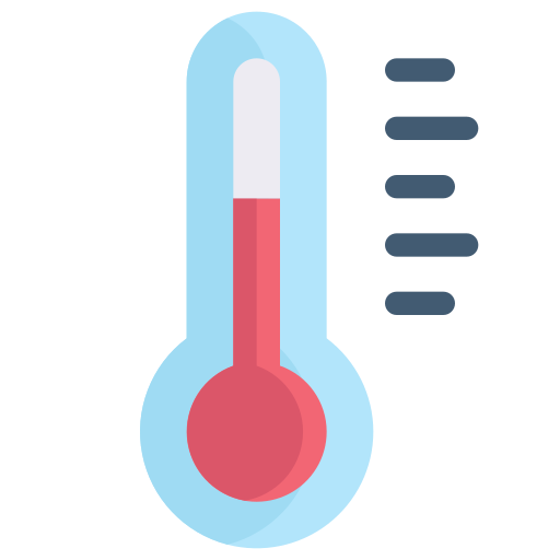 An illustration of a thermometer showing a high temperature.