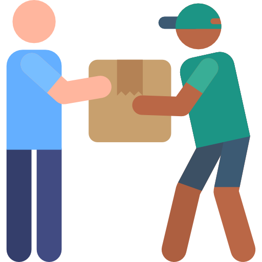 Two people exchanging a package.