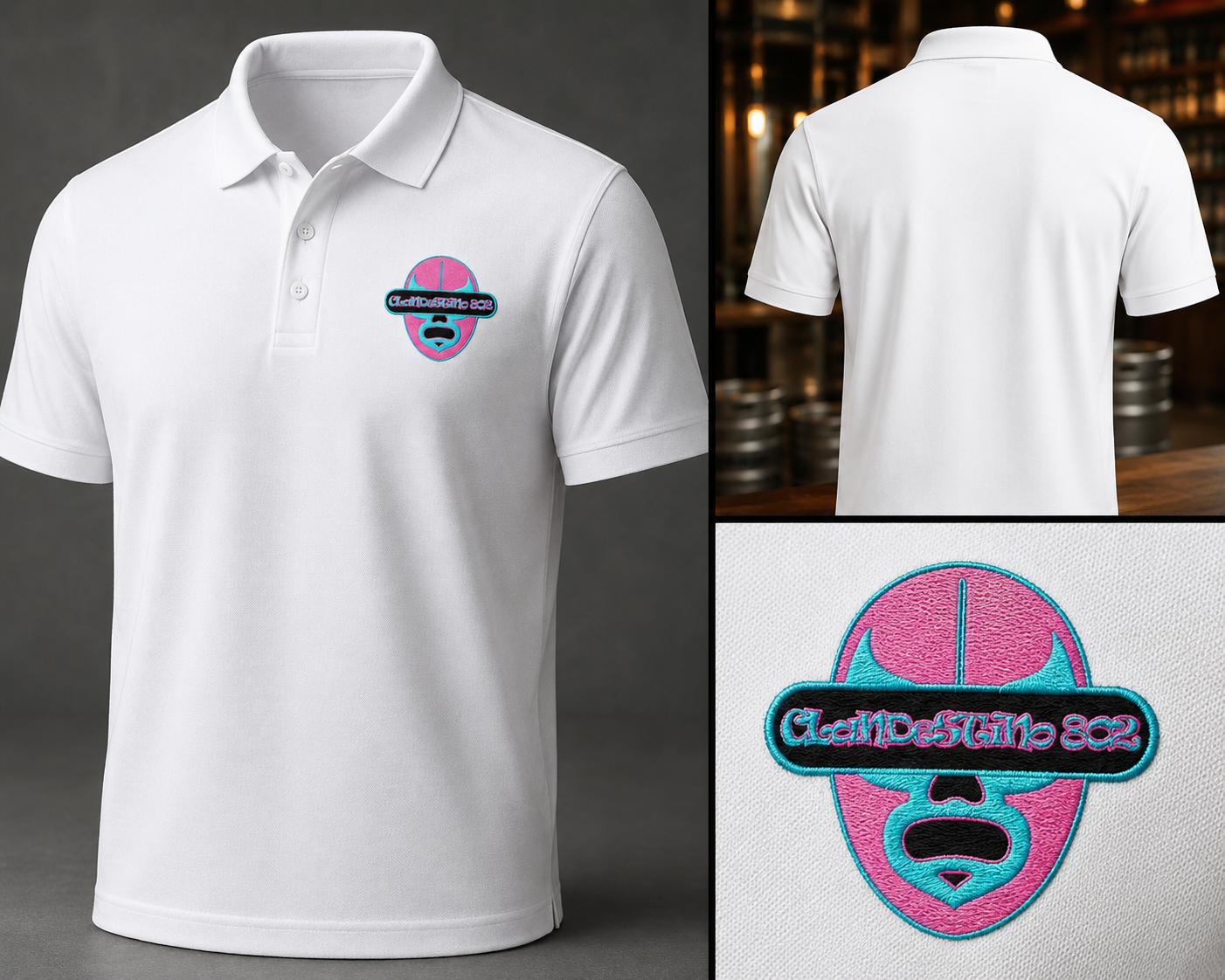 Black Port Authority Men's Polo with Clandestine Logo