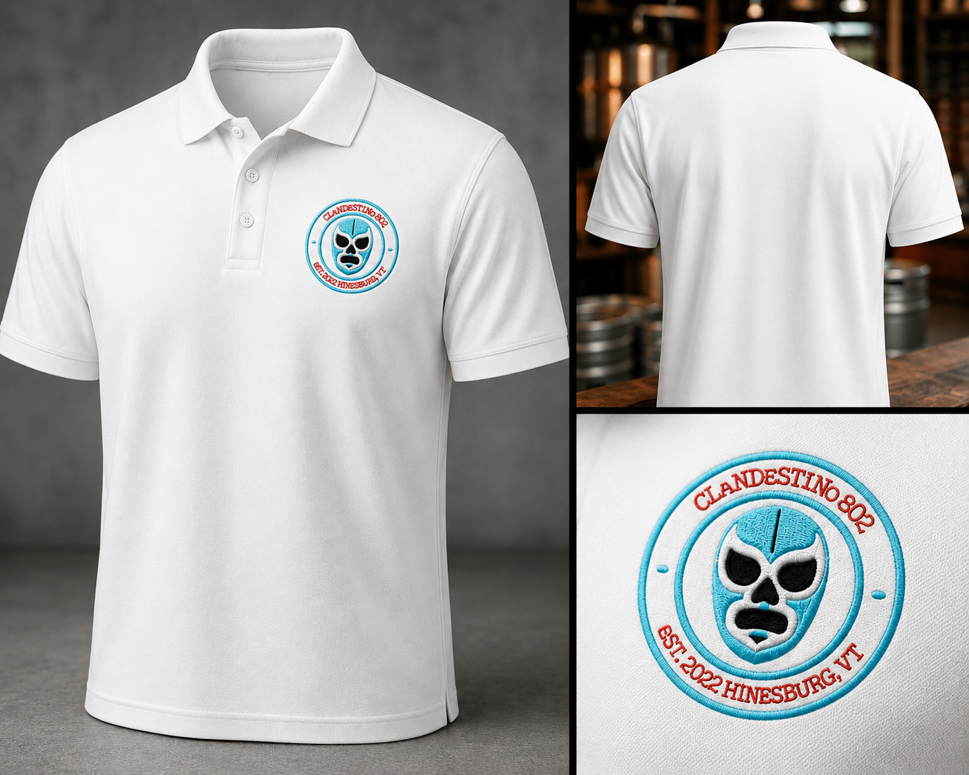 Clandestine Black Polo with Cyan Logo
