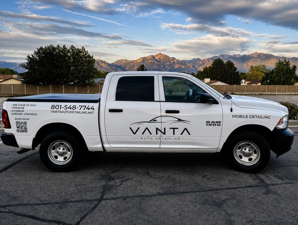A vehicle receiving professional mobile auto detailing from Vanta Auto Detailing
