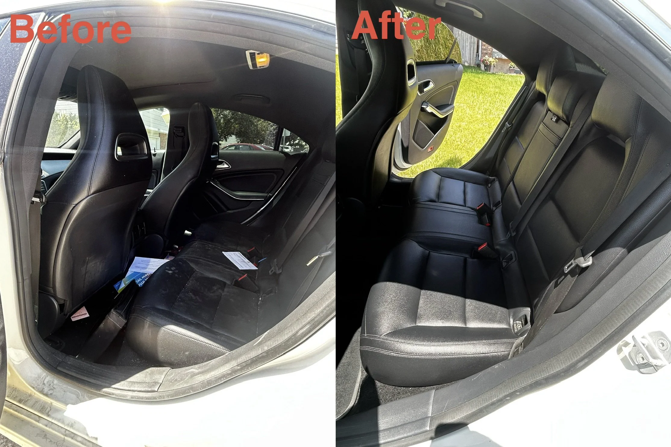 Before and After Back Seats, Clean & Conditioned, Yes Please!