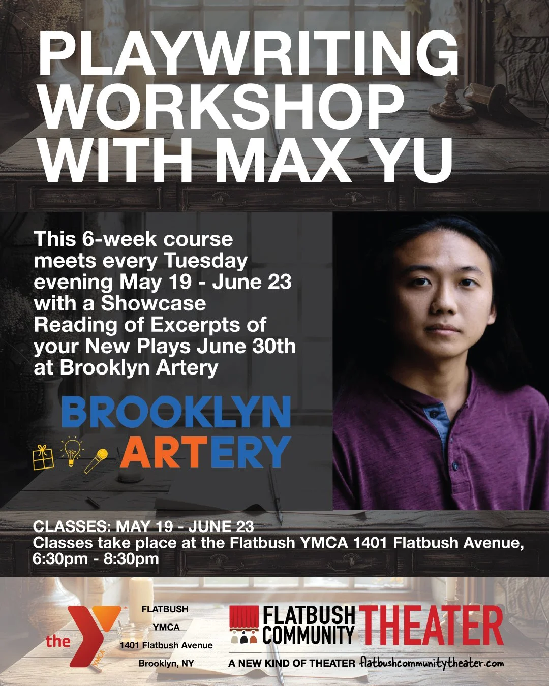 This is shaping up to be a dynamic group of writers coming into a 6 week experience to bring new plays into the world, with a showcase of excerpts read by actors at The Backspace @thebrooklynartery as a culmination (open to the public, w/ cash bar) o