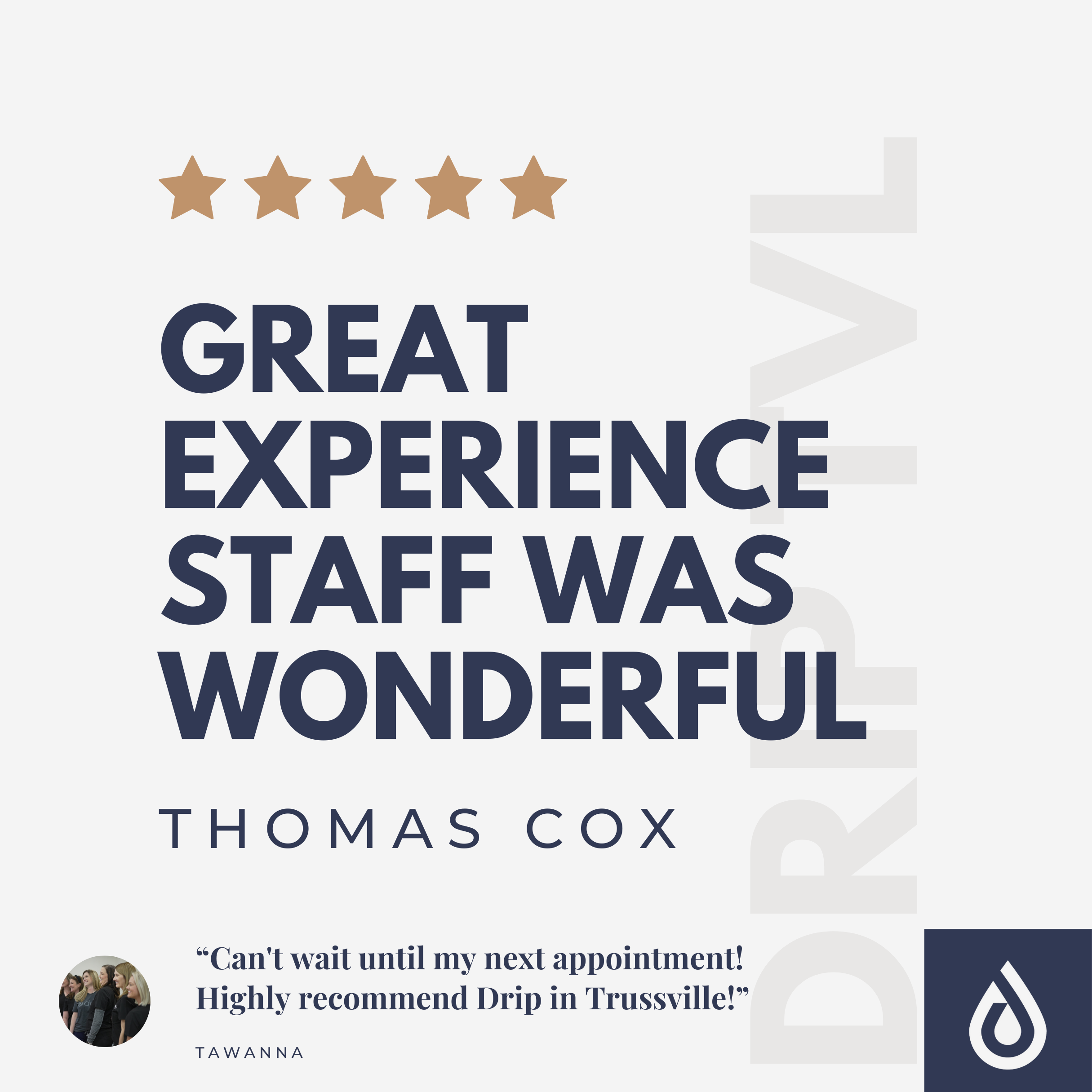 Thank You, Thomas Cox! Why Busy Professionals Love IV Therapy at Drip Trussville