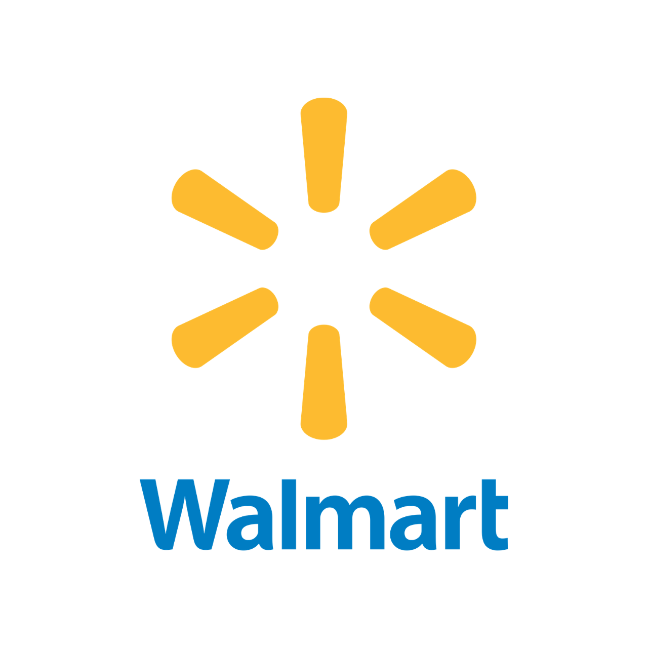 Logotipo de Walmart con un asterisco amarillo y la palabra 'Walmart' en letras azules debajo.