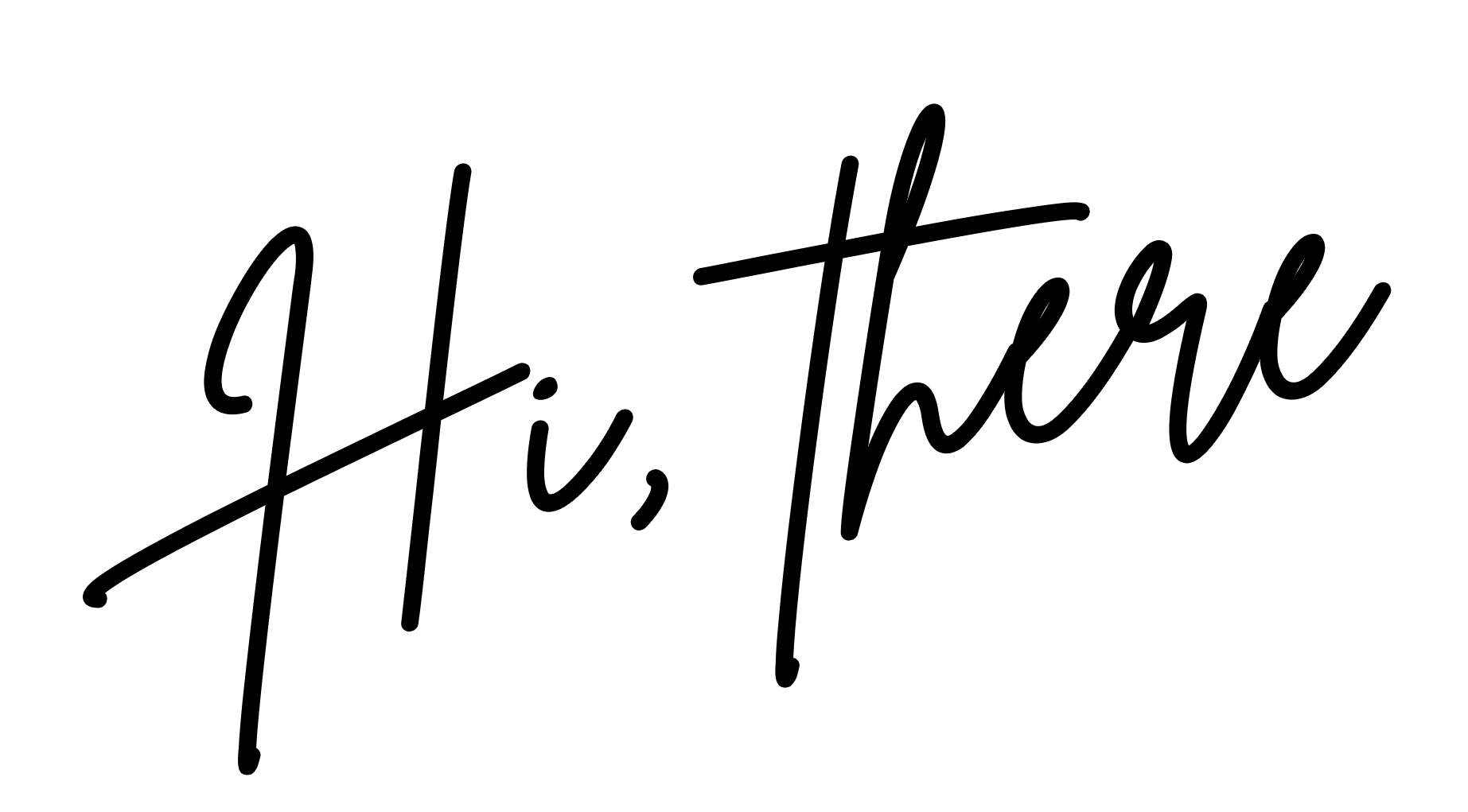 Cursive text that says 'Hi there'