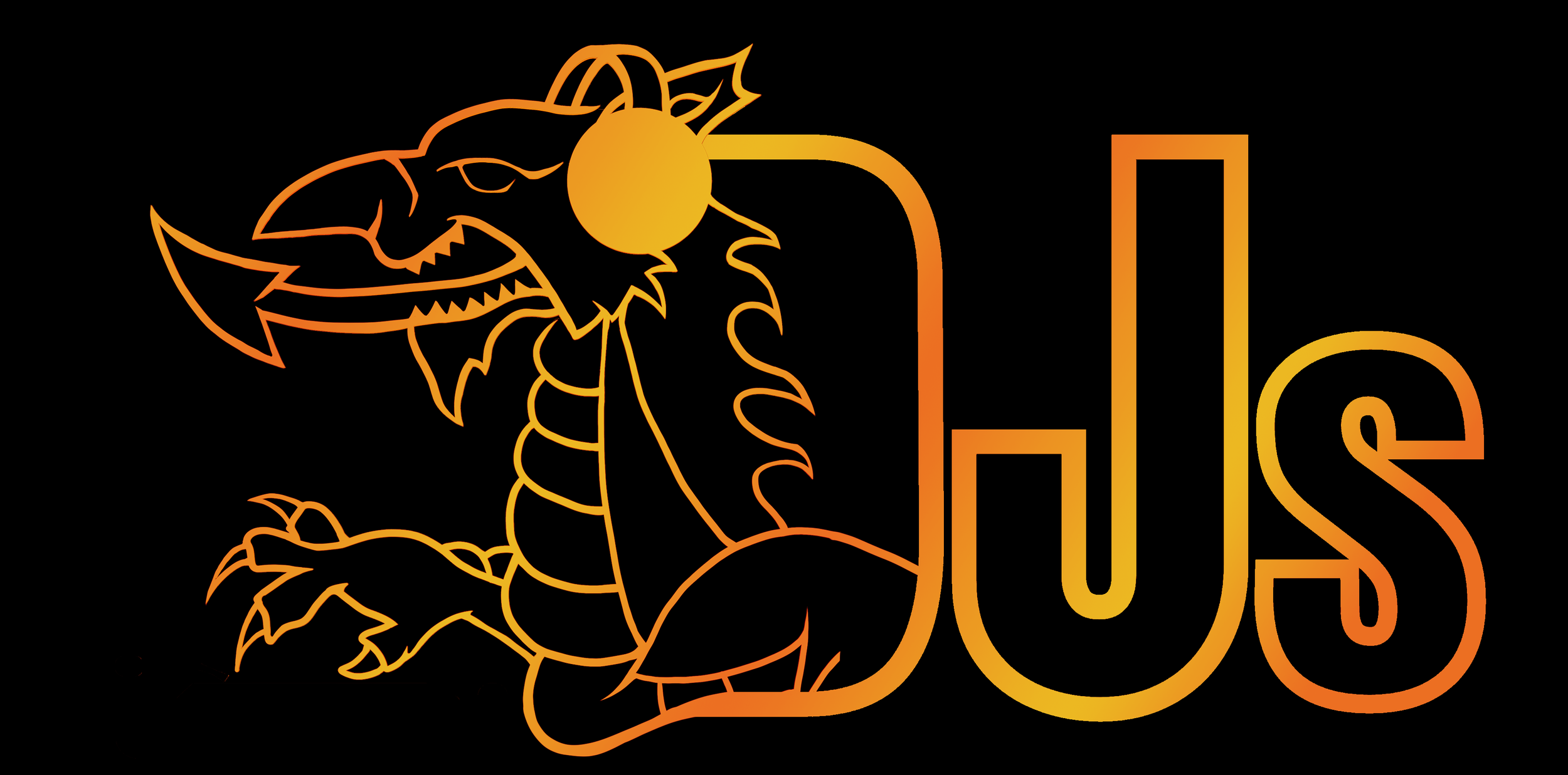 Neon sign featuring a dragon and the word "LOUS" in orange and yellow gradient colors on a black background.