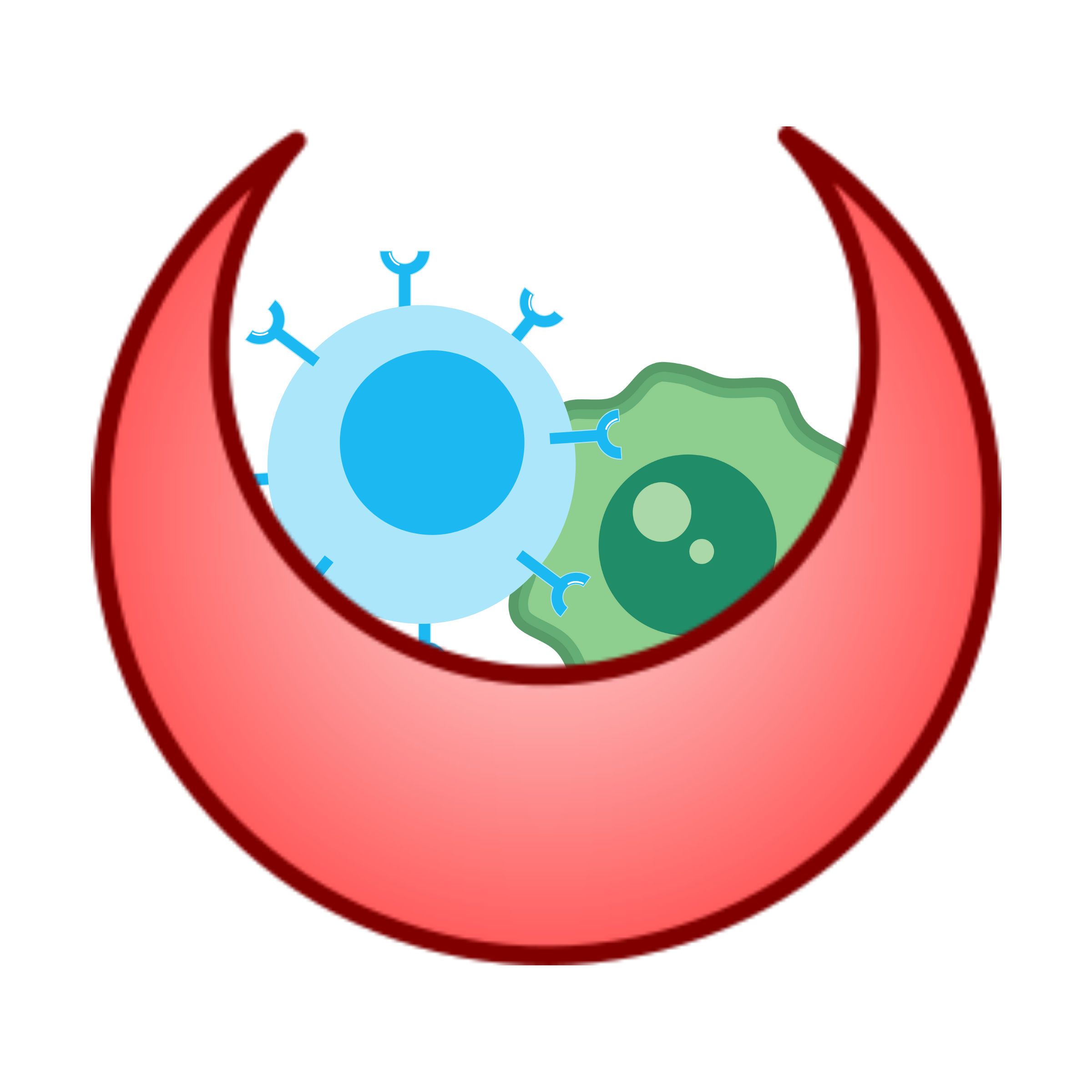 Illustration of a Nanovial with a  two cells inside, one blue, one green.