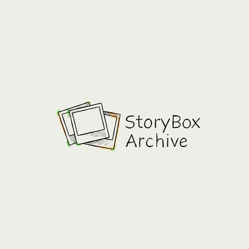 Illustration of three overlapping Polaroid photos with the text "StoryBox Archive" next to them.