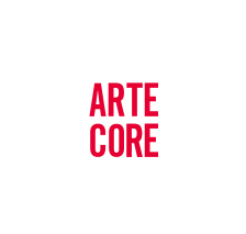 Logotipo com as palavras 'Arte Core' em letras vermelhas sobre fundo branco.