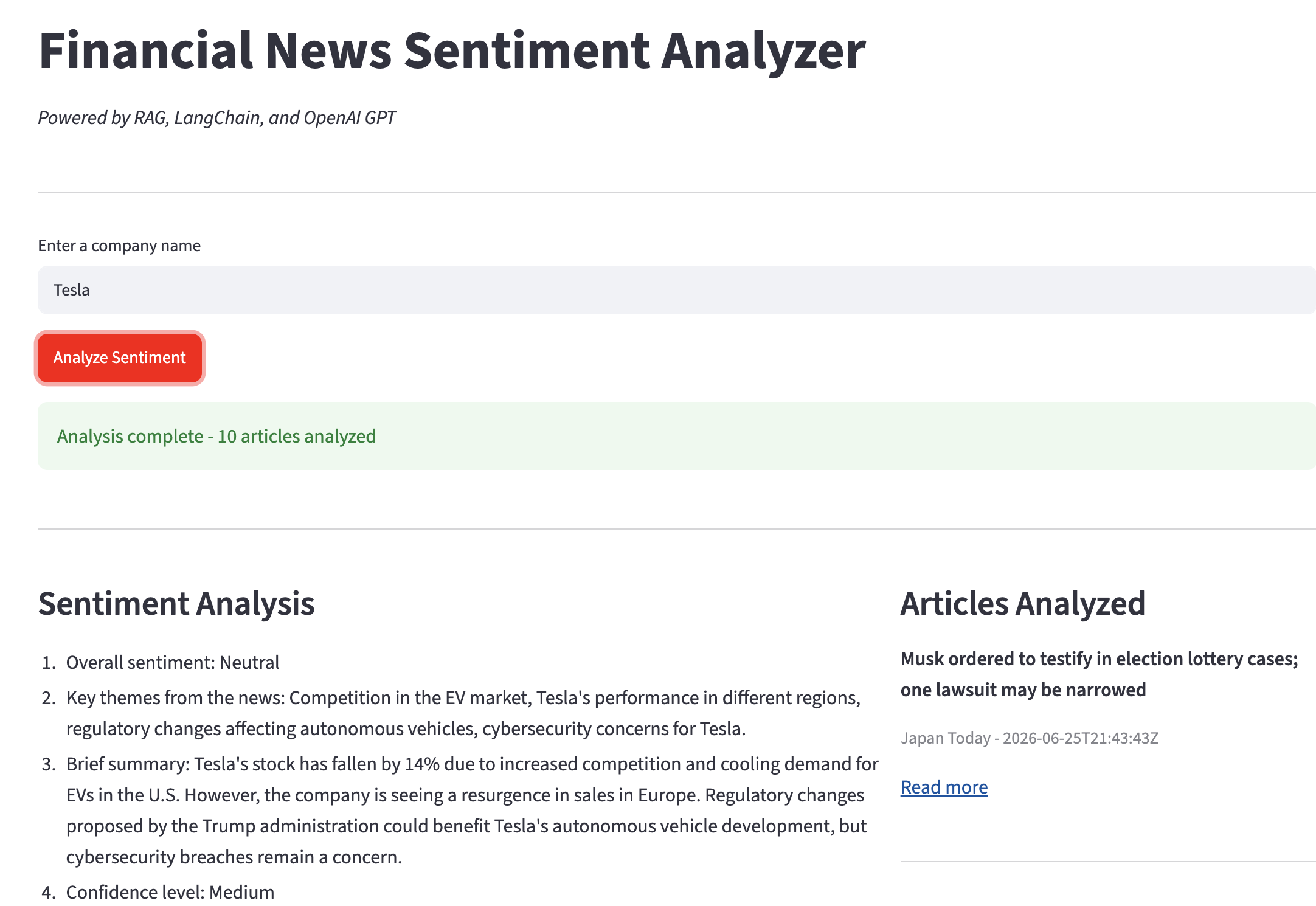 Financial News Sentiment Analyzer