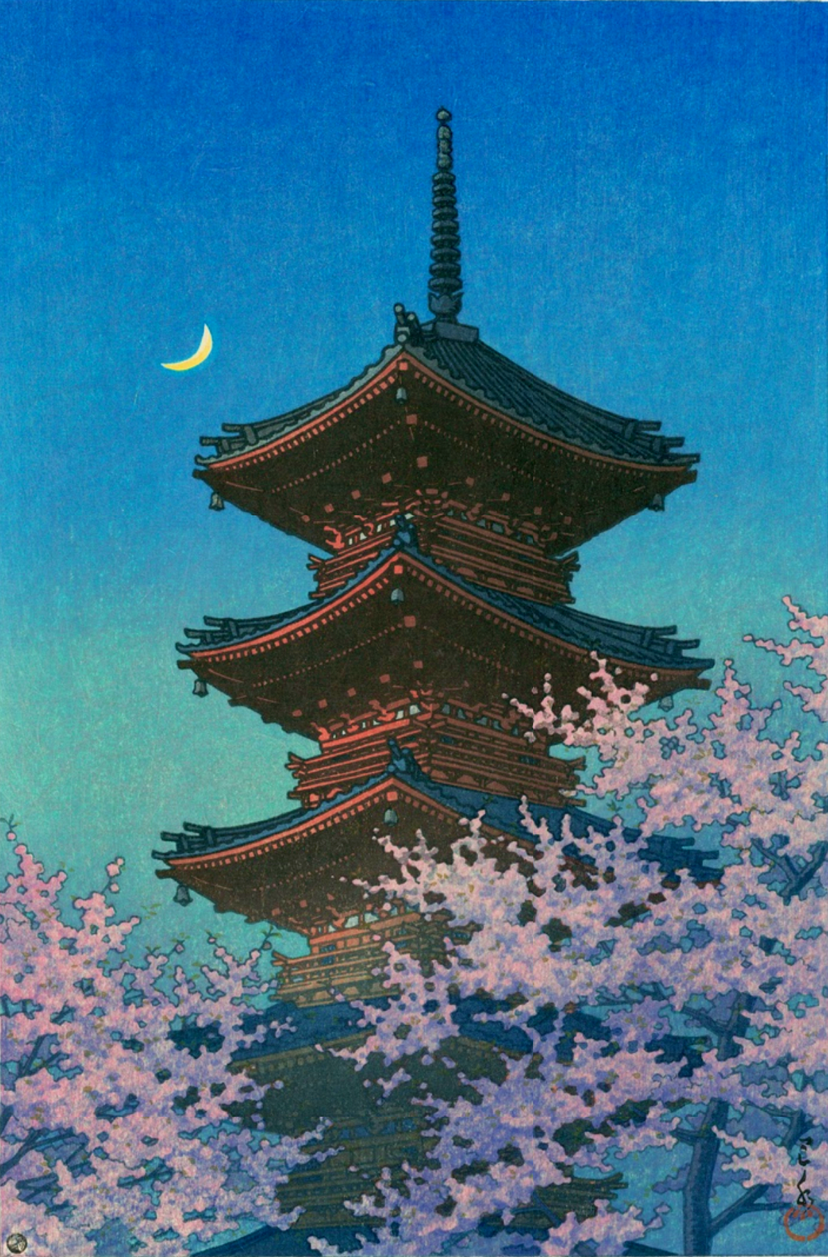 Spring Dusk at the Tōshō Shrine, Ueno — Kawase Hasui (1948)