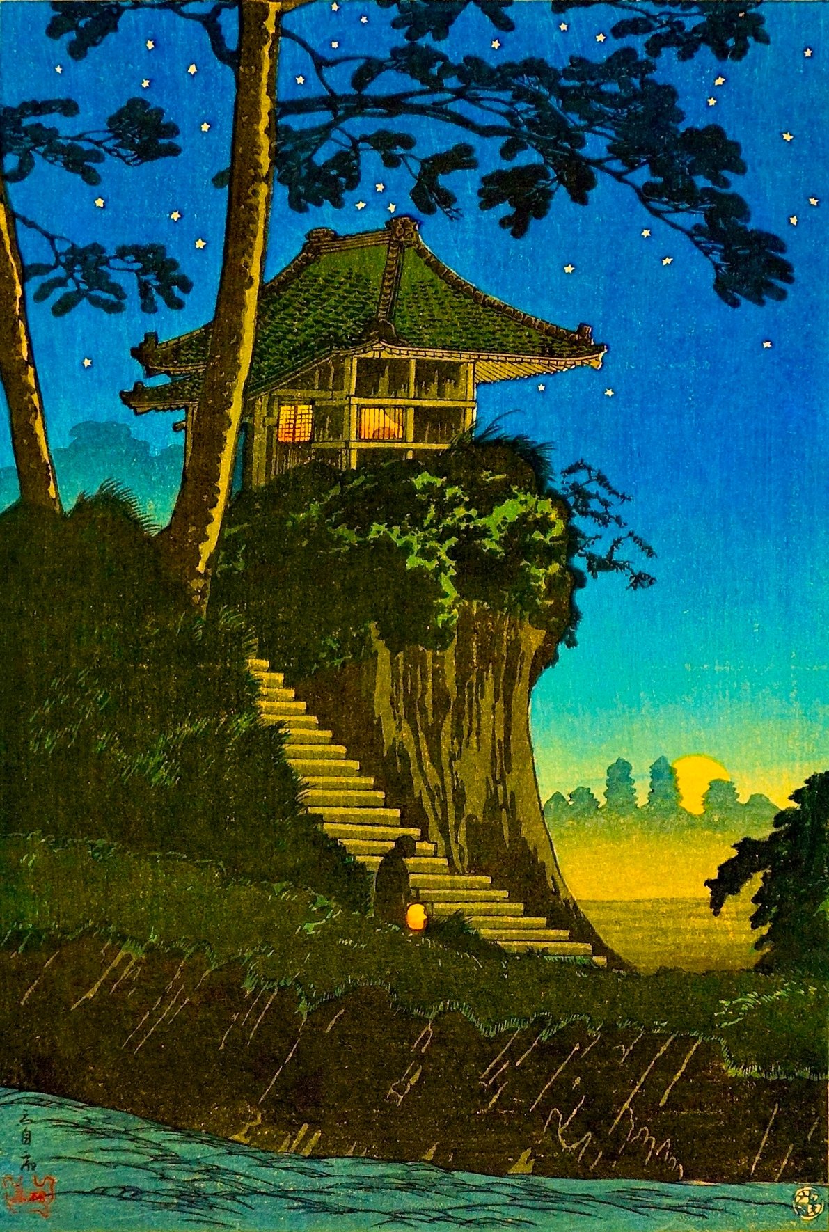 Shotei Takahashi’s “Moonrise at Tokumochi” 1922