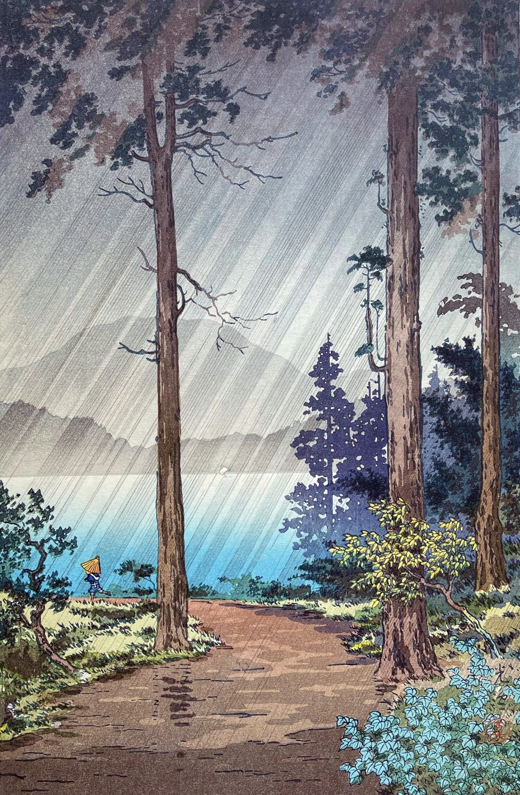 Tsuchiya Koitsu's "Morning Rain at Hakone" (箱根湖水) (1938)