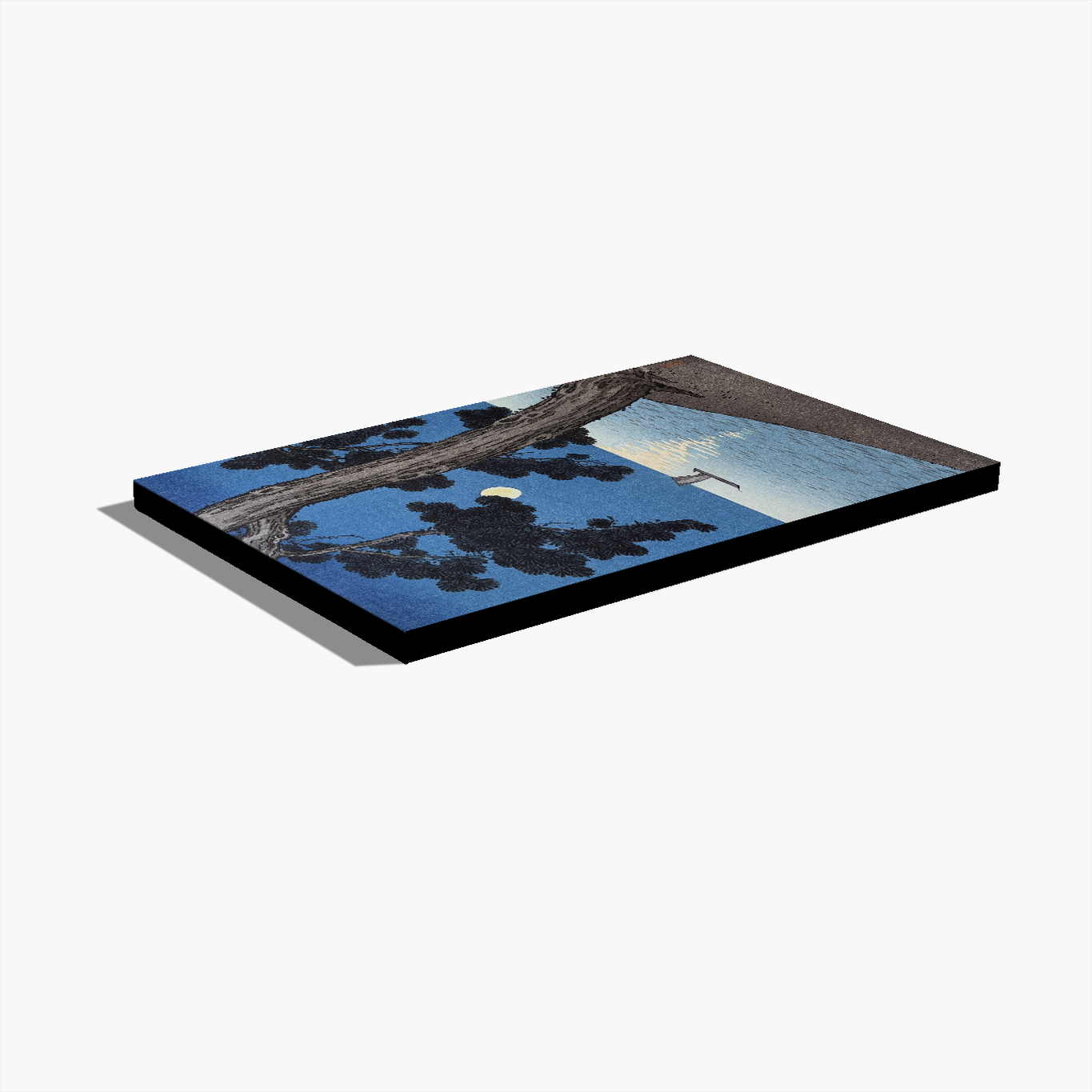 Opposite angled view of the Pine Beach canvas reproduction, showing its depth and black side edges.