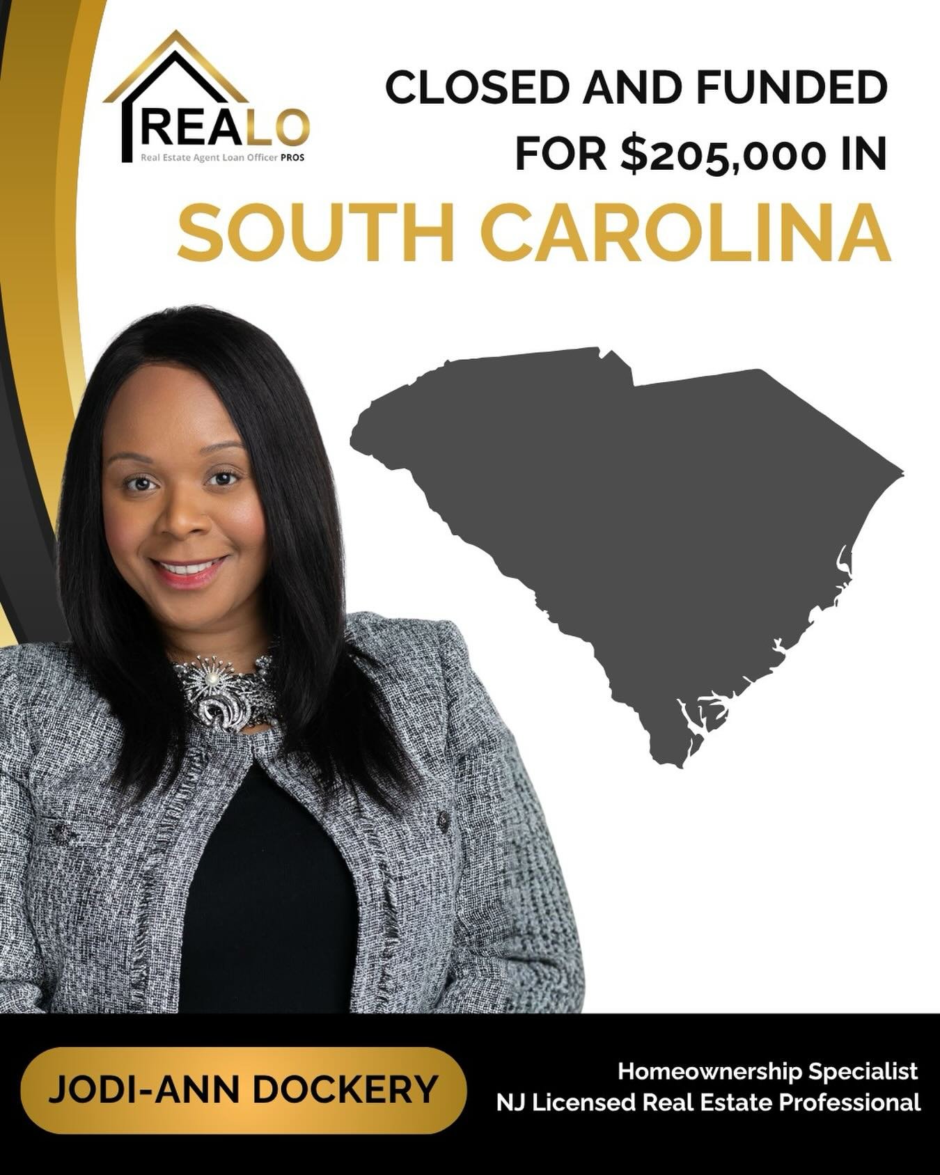 🏡 Closed &amp; Funded in South Carolina ✨

This transaction is especially exciting because while Jodi-Ann Dockery is a New Jersey licensed real estate professional, she was not the realtor on file for this transaction. Instead, she successfully help