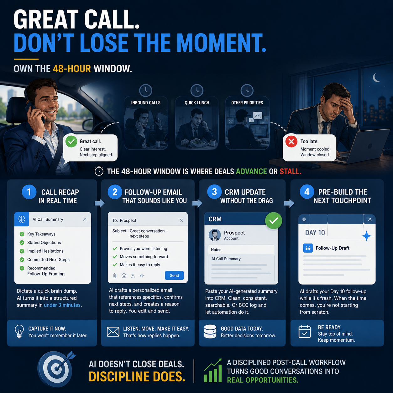 The AI Co-Pilot No One Talks About: Using Automation to Own the 48-Hour Window After Every Sales Call