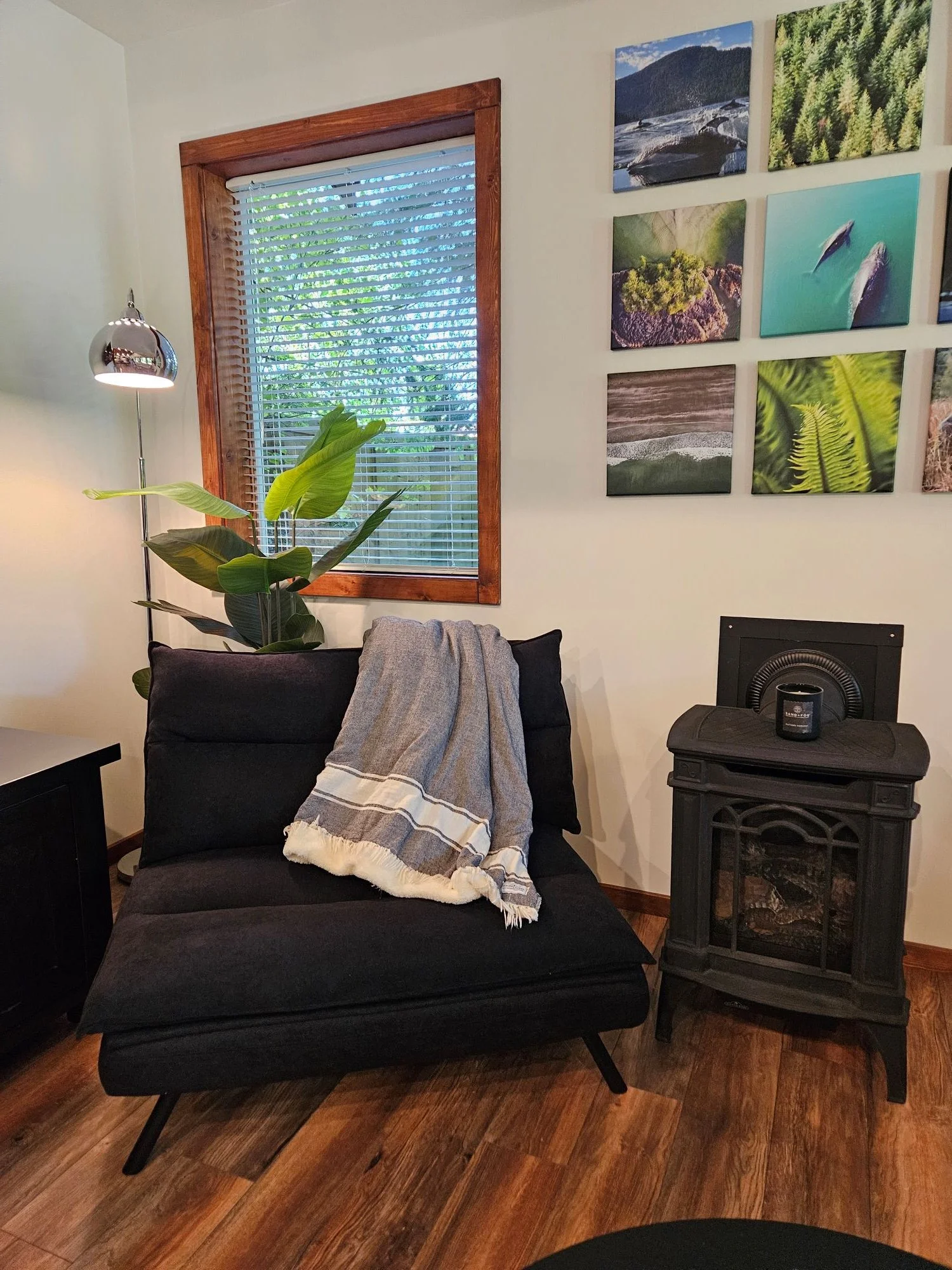 cabin fireplace & chair 