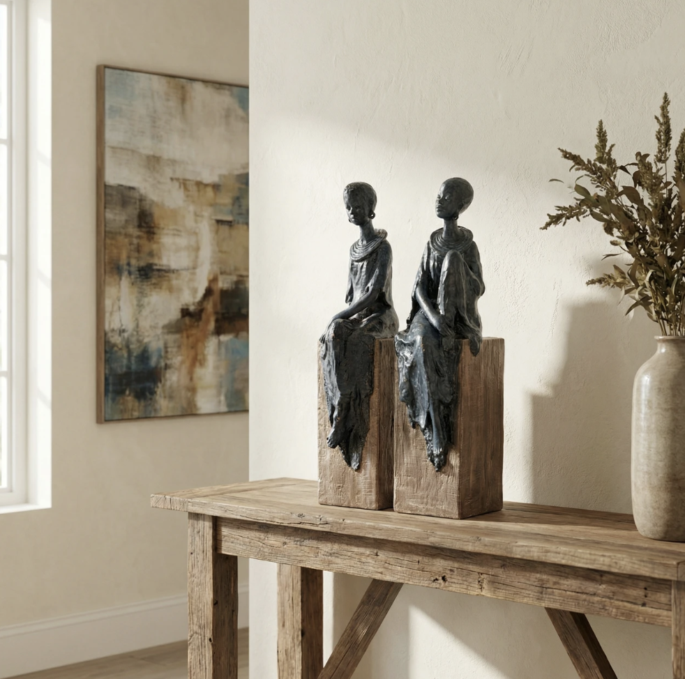 Tribal African Women Figurines Set of 2