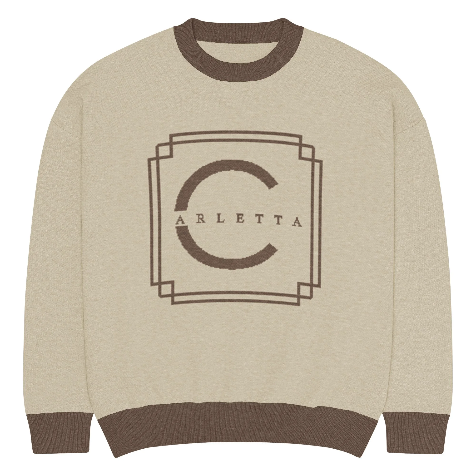 Gated Relaxed Fit Knitted Crew Neck Sweater